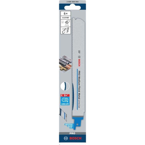 Bosch - Säbelsägeblatt PRO Medium-Thick Metal 2608658994VE(5) precise S1137BEF − 5 Packung