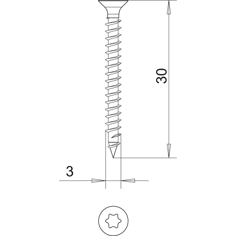 OBO Bettermann - Holz-/Spanplattenschraube Sprintschraube 4759T 3.0x30 − 200 Stück