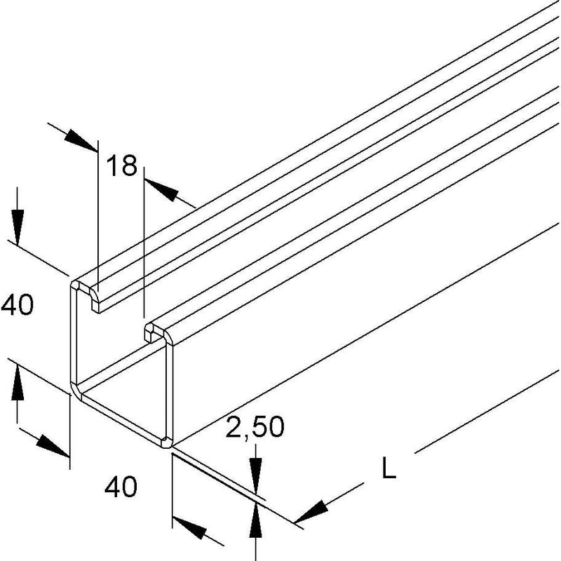 Niedax - Stiel/Profilschiene Ankerschiene 2988/2 GO − 10 Meter