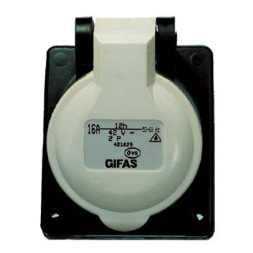 Gifas Electric - CEE-Anbausteckdose (IEC 60309) CEE-Einbaudose vollgummi 421629 42V,16A,2pol,12h