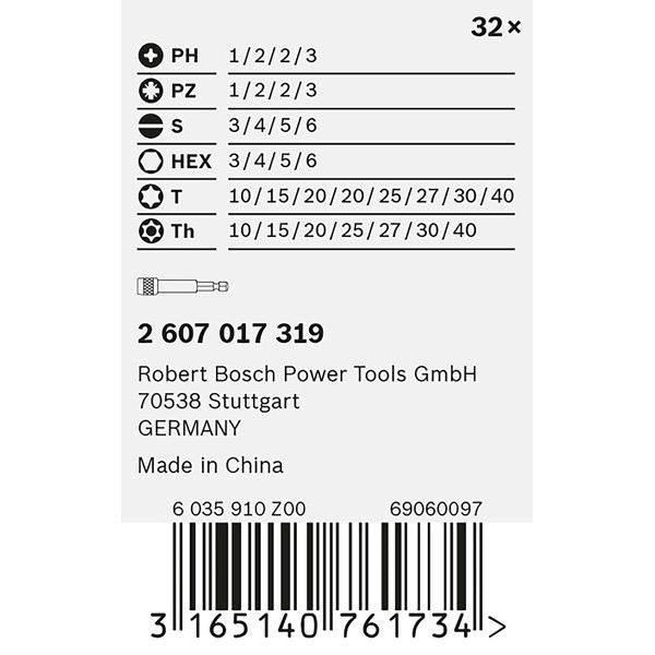 Bosch - Bit-Set 32-tlg. Schrauberbit-Set, 2607017319 PH, PZ, H, T