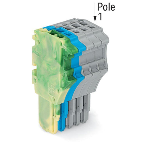 WAGO - Ein- und mehrpolige Klemmenleiste 1-Leiter-Federleiste 2020-105/000-039 1,5 mm²,gn-ge/bl/gr − 50 Stück