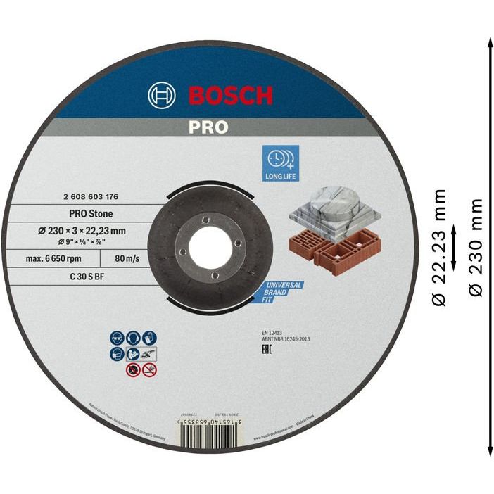 Bosch - Trenn-/Schleifscheibe PRO Stone Trennscheibe, 2608603176 230 x 3 x 22.23 mm