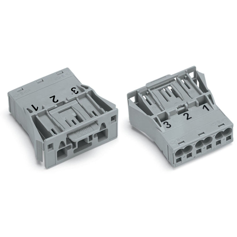 WAGO - Geräteanschluss für steckbare Gebäudeinstallation Snap-In-Stecker 770-753 3-polig,Kod. B,grau − 100 Stück