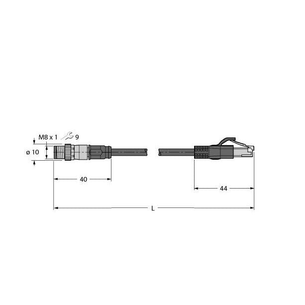Turck - Rundsteckverbinder, feldkonfektionierbar (Industriesteckverbinder) Leitung für Industrial PSGS4MRJ45S441430M Ethernet − 1 Stück