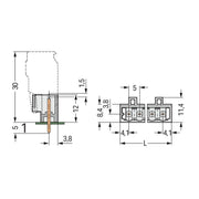 WAGO - Leiterplattensteckverbinder THT-Stiftleiste Lötstift 721-134/001-000 1,0x1,0,gerade,lgr − 200 Stück