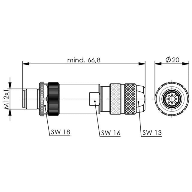 Telegärtner - Modularer Steckverbinder STX M12x1 KS D-kod. 100007500 Cat.5 Kabelverbinder