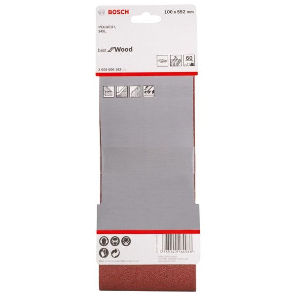 Bosch - Schleifpapier/Schleifvlies PRO X440 Schleifband, 100 2608606162 x 552 mm G60 3-tlg