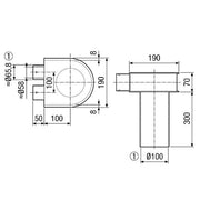 Maico - Zubehör/Ersatzteile für Ventilatoren Winkel 90 Uebergang MF-WLF100/63/63 NW100 a. Flexrohr 63