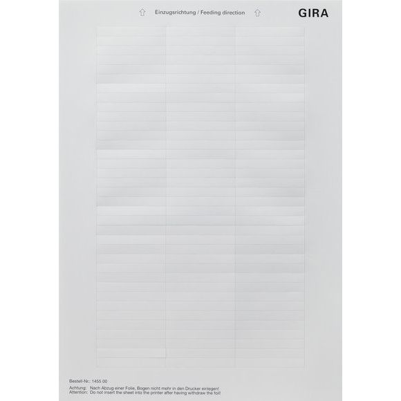 Gira - Bezeichnungsmaterial für Installationsschalterprogramme Beschriftungsbogen 145500 51,2 x 7mm