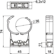 OBO Bettermann - Rohrschelle proQuick-Schelle PQ-36 LGR 35-40,1mm lichtgrau − 25 Stück
