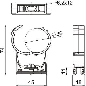 OBO Bettermann - Rohrschelle proQuick-Schelle PQ-36 LGR 35-40,1mm lichtgrau − 25 Stück