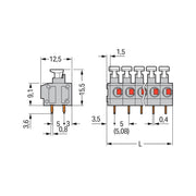 WAGO - Leiterplattenklemme 235-406/331-000 Drücker,1,5mm²,grau − 35 Stück