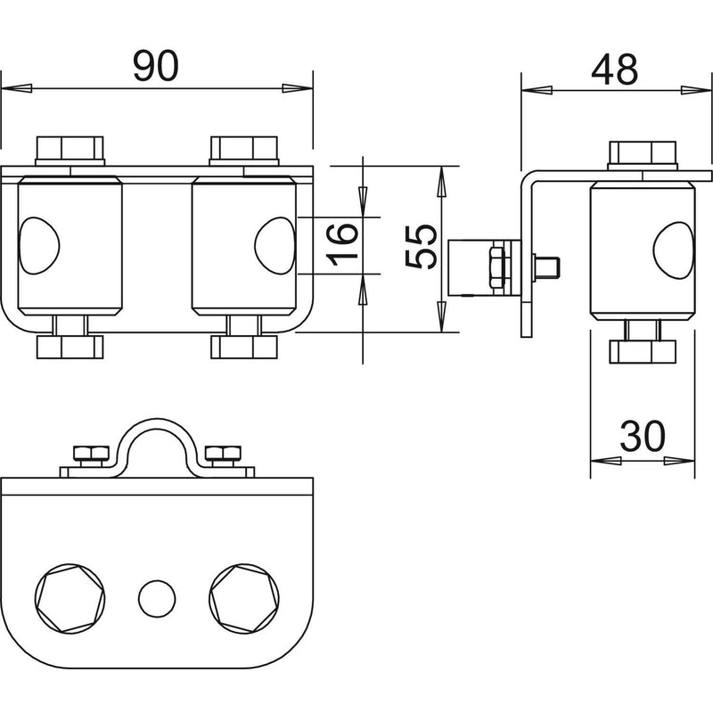 OBO Bettermann - Fangeinrichtung für Blitzschutz Iso-Combi 101 HV-16 Halter V-Abstützung