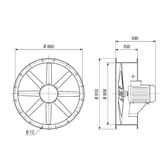Maico - Explosionsgeschützter Ventilator Axial-Rohrventilator DAR 80/8-3 Ex 10989m3/h, NW800