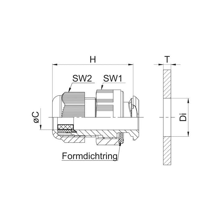 Jacob - Kabelverschraubung K344-1016-02 RAL9005 − 100 Stück