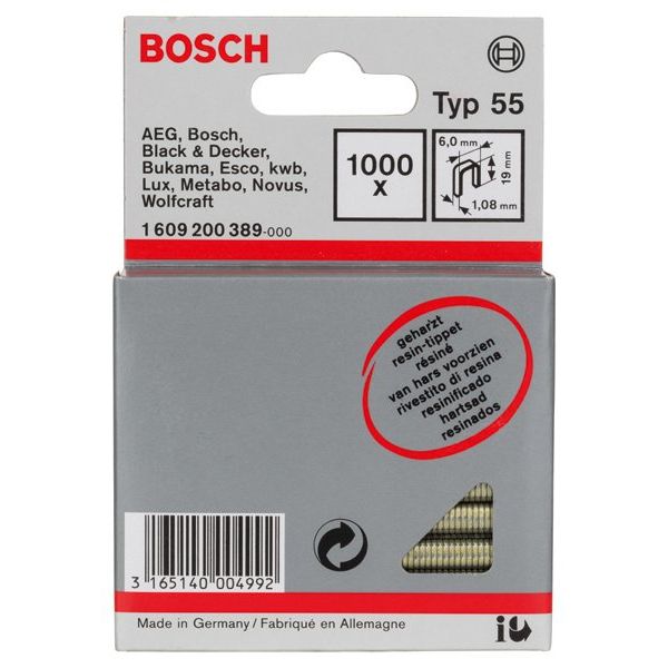 Bosch - Heftklammer Schmalrückenklammer Typ 1609200389 55 geharzt 6 x 1,08