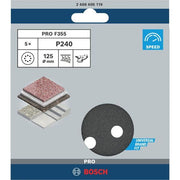 Bosch - Schleifpapier/Schleifvlies PRO F355 Schleifblatt, 125 2608605119 mm, 240, 5-tlg