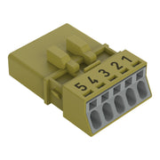WAGO - Steckverbinder für steckbare Gebäudeinstallation Stecker 5-polig 890-275 Kod. B,hellgrün − 50 Stück