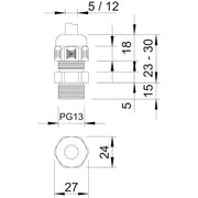 OBO Bettermann - Kabelverschraubung V-TEC L PG13 SGR mit langem Anschluss − 50 Stück