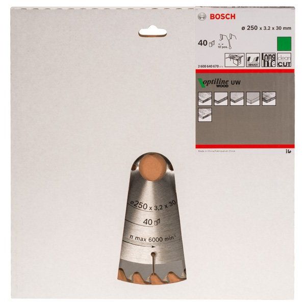 Bosch - Kreissägeblatt PRO Wood Kreissägeblatt, 2608640670 250 x 3,2 x 30 mm
