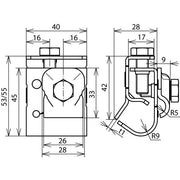 DEHN - Anschlussklemme für Blitzschutz Dachrinnenklemme DRKKB6.10W16.22CU Cu f.Wulst 16-22mm