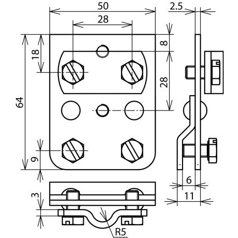 DEHN - Anschlussklemme für Blitzschutz Falzklemme FKZS7.10KF0.7 8STTZN St/tZn f.Rd 7-10mm