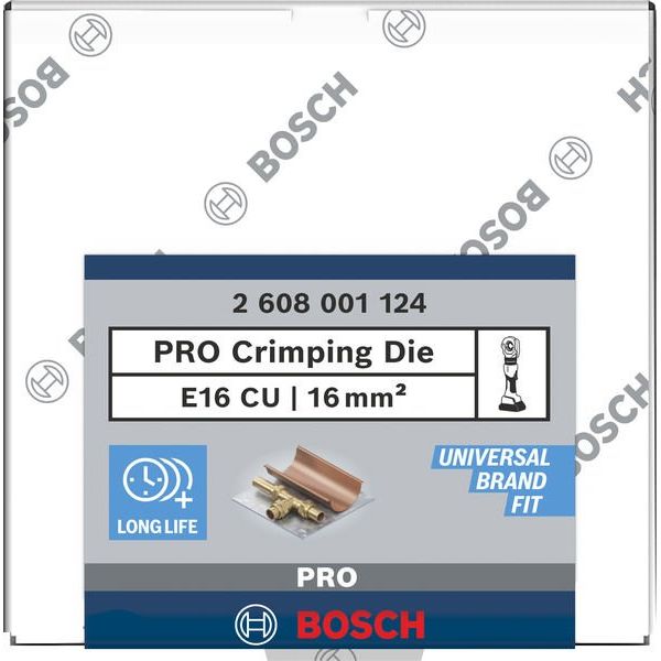 Bosch - Einsatz für Presswerkzeug Kabelschuhe/Verbinder, Aderendhülsen, Schirmanschluss PRO Presseinsatz, E16 CU, 2608001124 16 mm², Kupfere