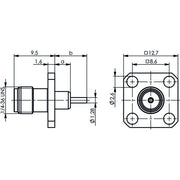 Telegärtner - Koax-Steckverbinder SMA-Einbaubuchse 50Ohm AU 100024702 MIT FLANSCH 305 − 5 Stück