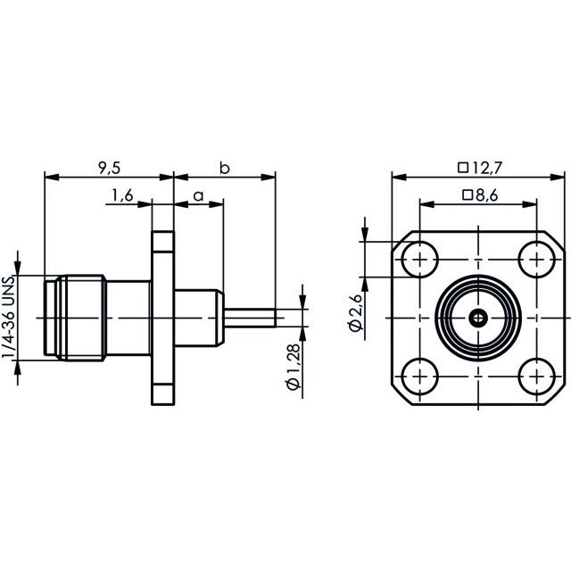 Telegärtner - Koax-Steckverbinder SMA-Einbaubuchse 50Ohm AU 100024702 MIT FLANSCH 305 − 5 Stück