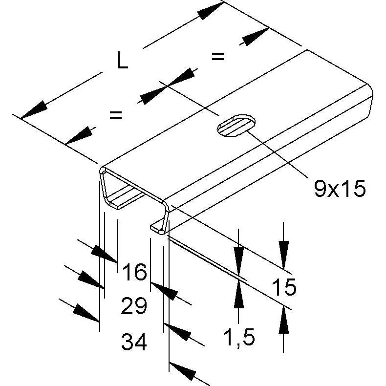 Niedax - Stiel/Profilschiene Ankerschiene 2975/150-1 FL − 100 Stück