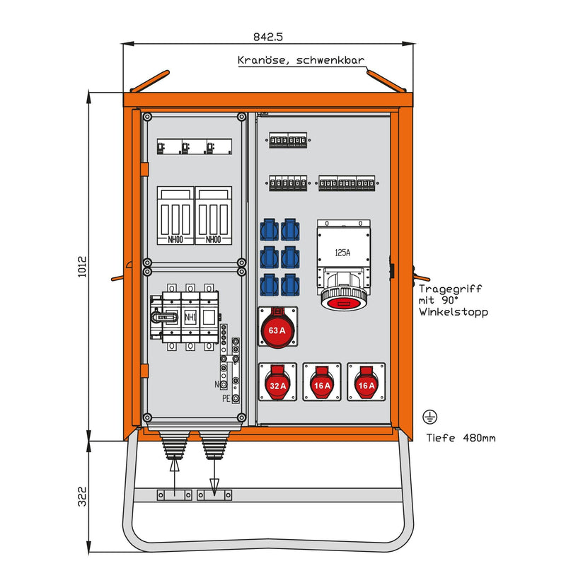 Walther Werke - Baustromverteiler Verteilerschrank WV0494R1 138kVA