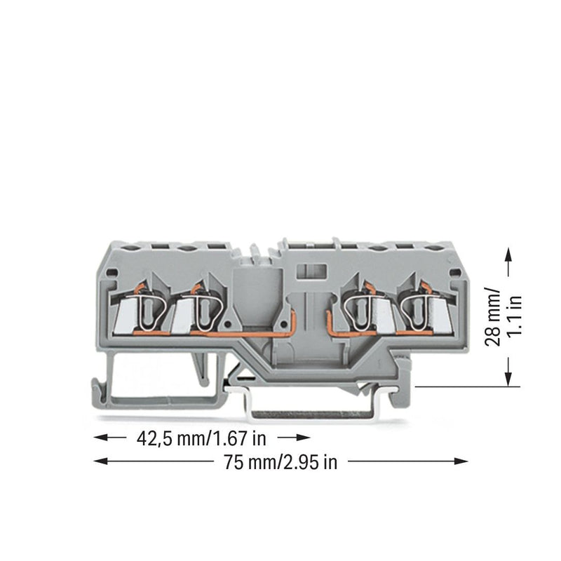 WAGO - Durchgangs-Reihenklemme 4-L-FV-Basisklemme 280-816 grau − 100 Stück