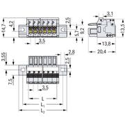 WAGO - Kabelsteckverbinder für Leiterplattensteckverbinder 1-Leiter-Federleiste 2734-112/027-000 Push-inCAGECLAMP,lgr − 25 Stück