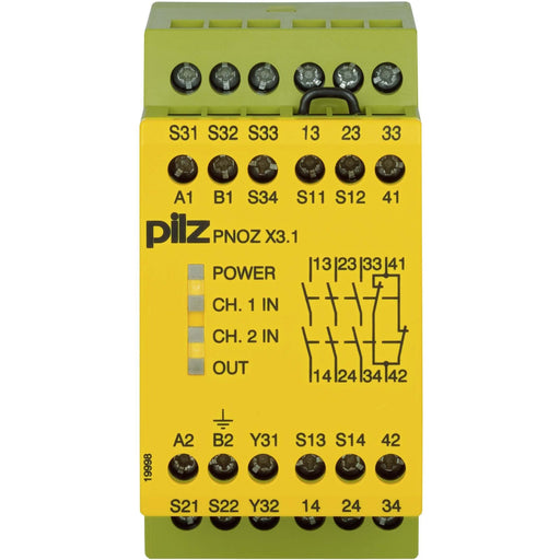 Pilz - Gerät zur Überwachung von sicherheitsgerichteten Stromkreisen Not-Aus-Schaltgerät PNOZ X3.1 #774321 230AC24DC3n/o1n/c1so