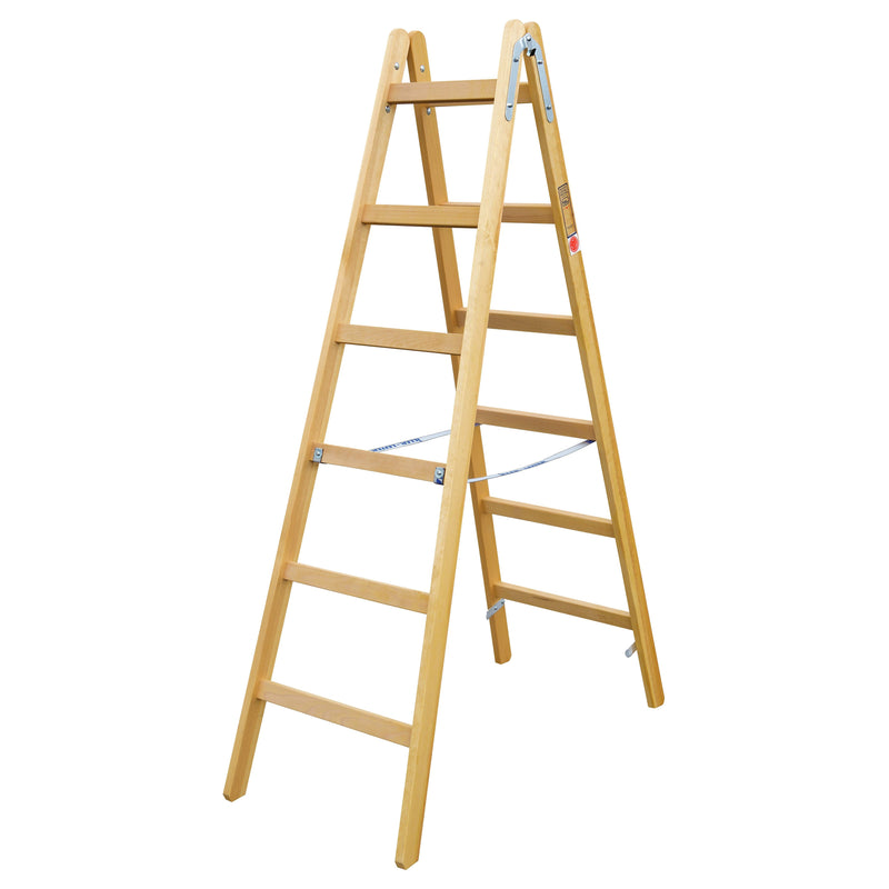ILLER-LEITER - Sprossenleiter Sprossenstehleiter Holz 1106 Classic Ind. 2x6 Sp