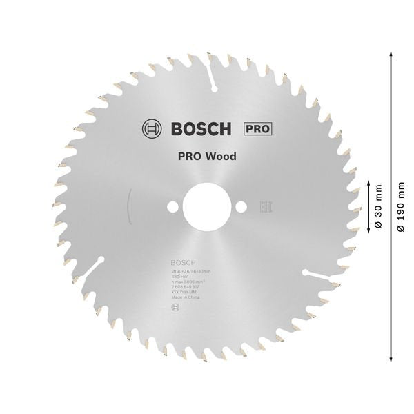 Bosch - Kreissägeblatt PRO Wood Kreissägeblatt, 2608640617 190 x 2,6 x 30 mm