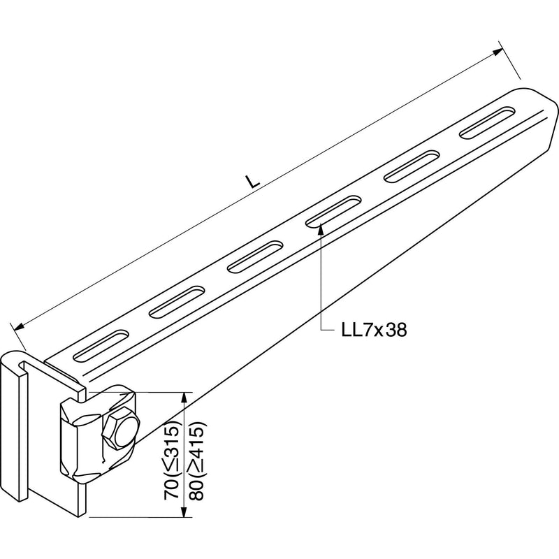 Rico - Ausleger für Kabeltragsystem Ausleger 16B1-100-V 100mm 3,6 kN