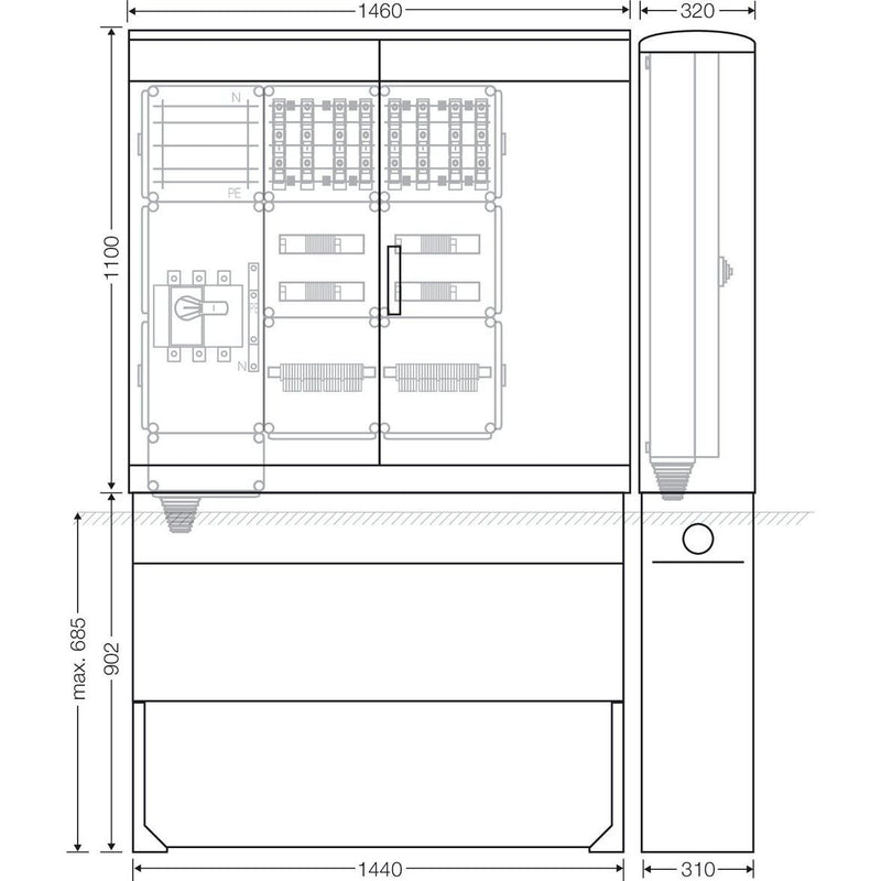 Hensel - Verteilerschrank für Energieversorgung Ladeverteiler Mi EV 22kW 8110 f.8 Ladep. a 22kW