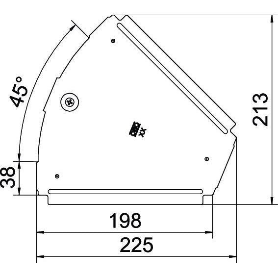 OBO Bettermann - Deckel Bogen für Kabeltragsystem Deckel für 45Grad-Bogen RBD 45 200 FS B200mm, bandverzinkt