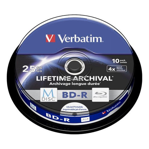 Verbatim - Speichermedium digital M-DISC BD-R 25GB/1-4x 43825 (VE10) Cakebox (10 Disc)