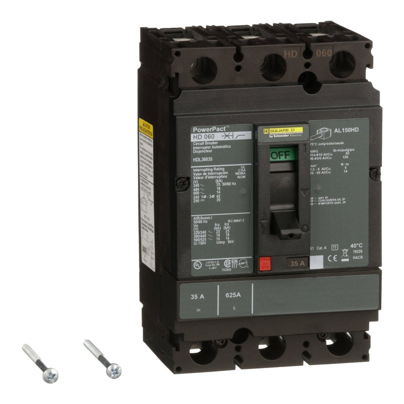 Schneider Electric - Leistungsschalter für Trafo-, Generator- und Anlagenschutz Kompaktleistungsschalter HDL36035 3polig 600V 35A − 1 Stück