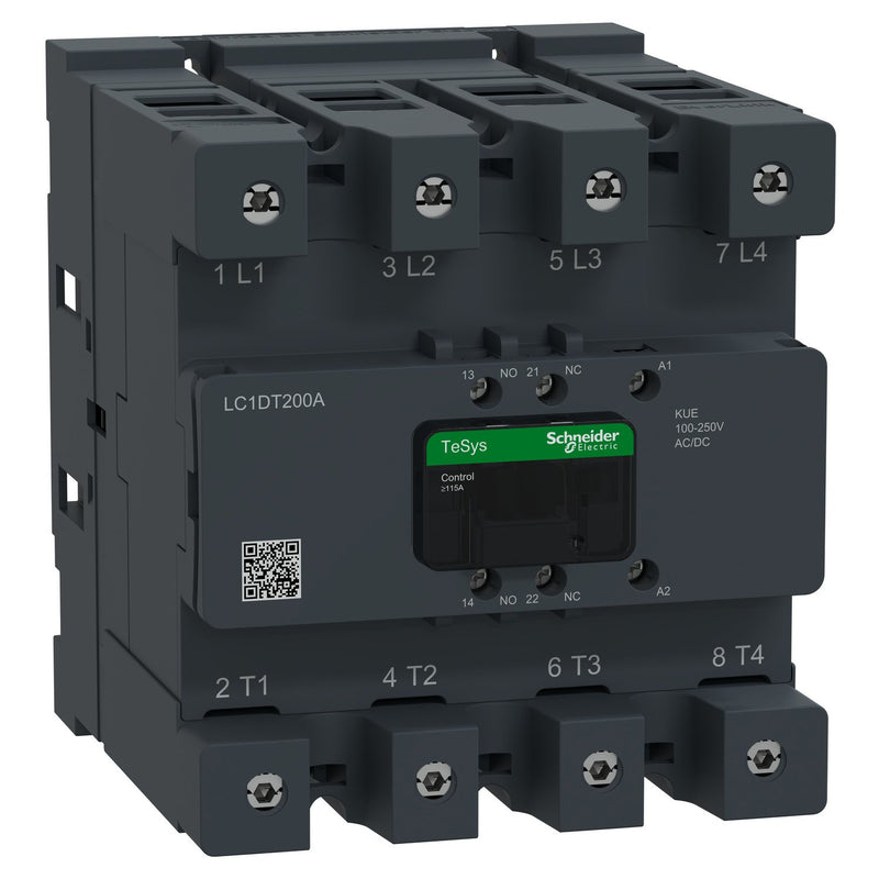 Schneider Electric - Leistungsschütz zum Schalten von Wechselstrom Schütz 4P 200A AC1 LC1DT200AKUE 100-250V AC/DC 1S1Ö