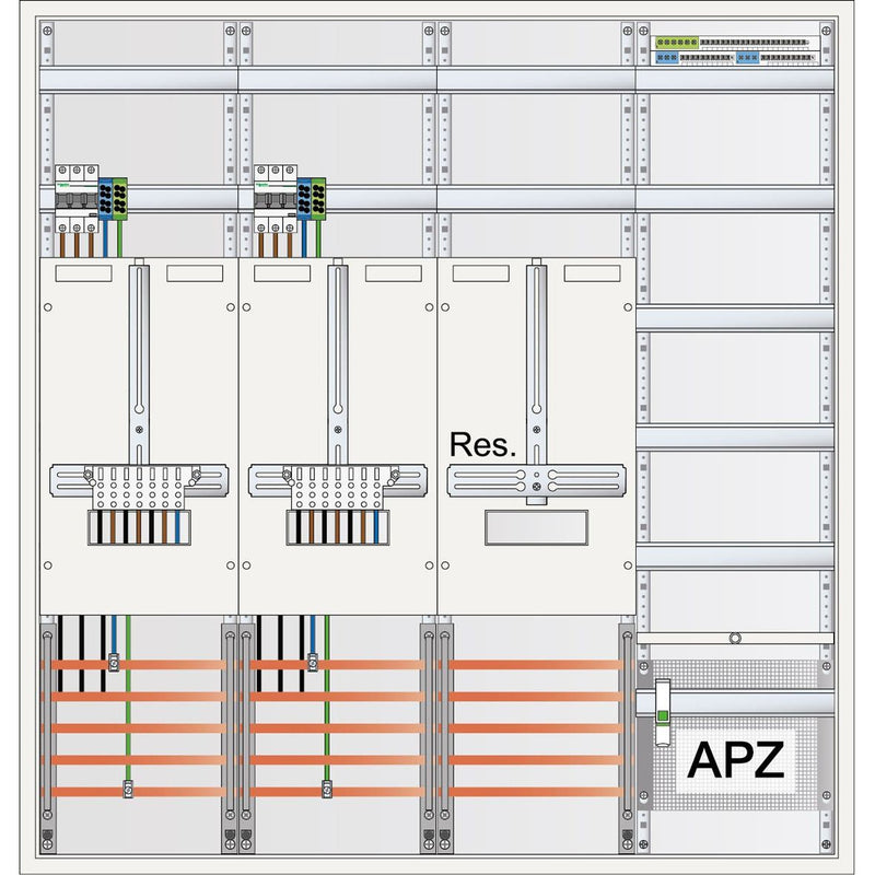 ABN - Zähler-Komplettschrank Zählerschrank S47ZA621 3Pkt 2Z 1R 1V 1APZ