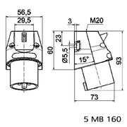 Bals Elektrotech - CEE-Gerätestecker (IEC 60309) Wandgerätestecker GT 240 16A 3p 230V 6h IP44
