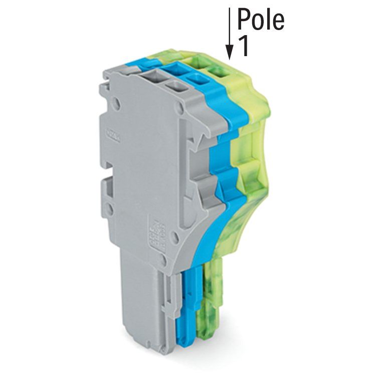 WAGO - Ein- und mehrpolige Klemmenleiste 1-Leiter-Federleiste 2020-103/000-038 1,5 mm²,gr/bl/gn-ge − 50 Stück