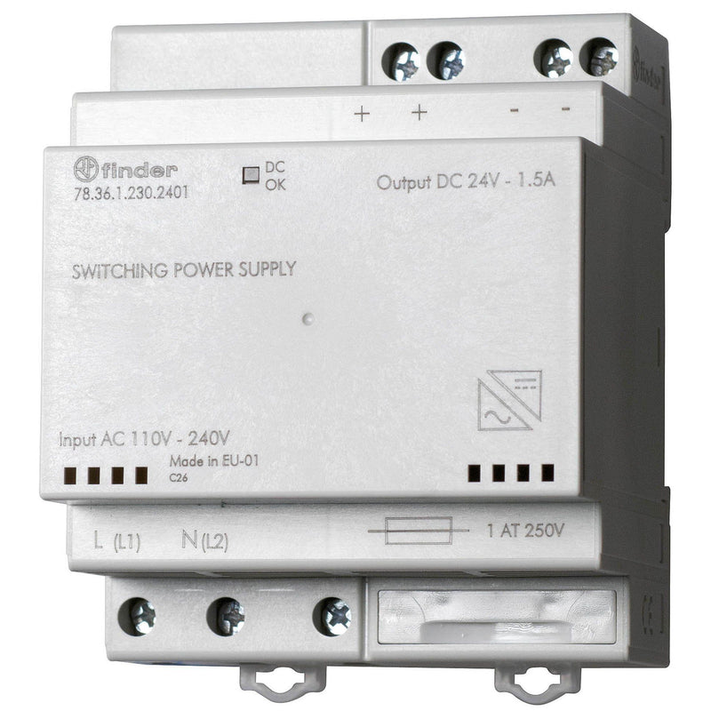 Finder - Gleichstromversorgung DINSchienen Schaltnetzteil 78.36.1.230.2402 Eingang 110-240 V AC − 5 Stück