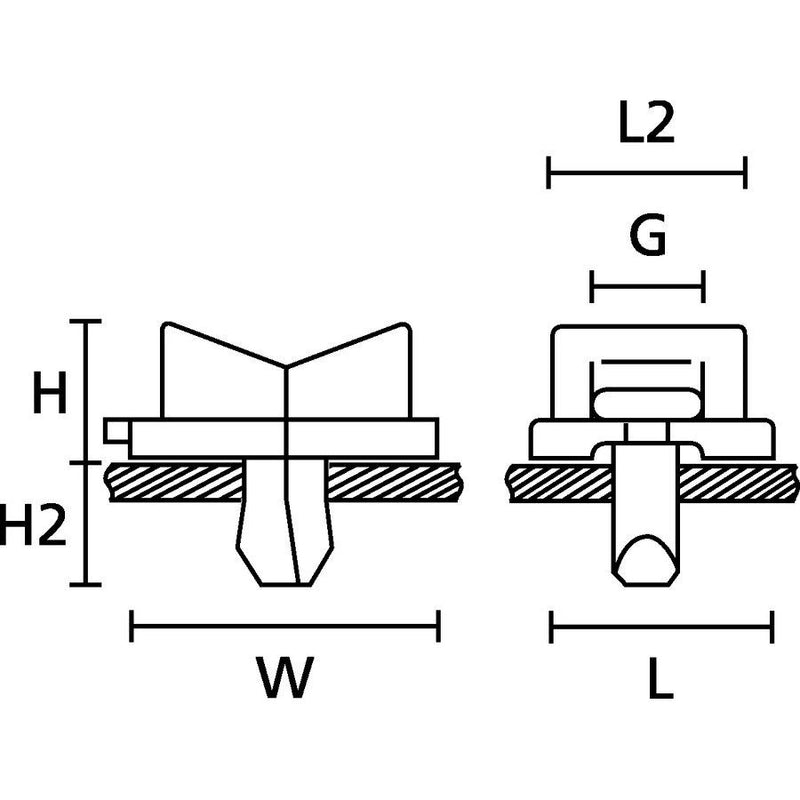 HellermannTyton - Befestigungssockel und -element für Kabelbinder Keilsockel TY5K1 PA66HS NA 100 15x14,8mm − 100 Stück