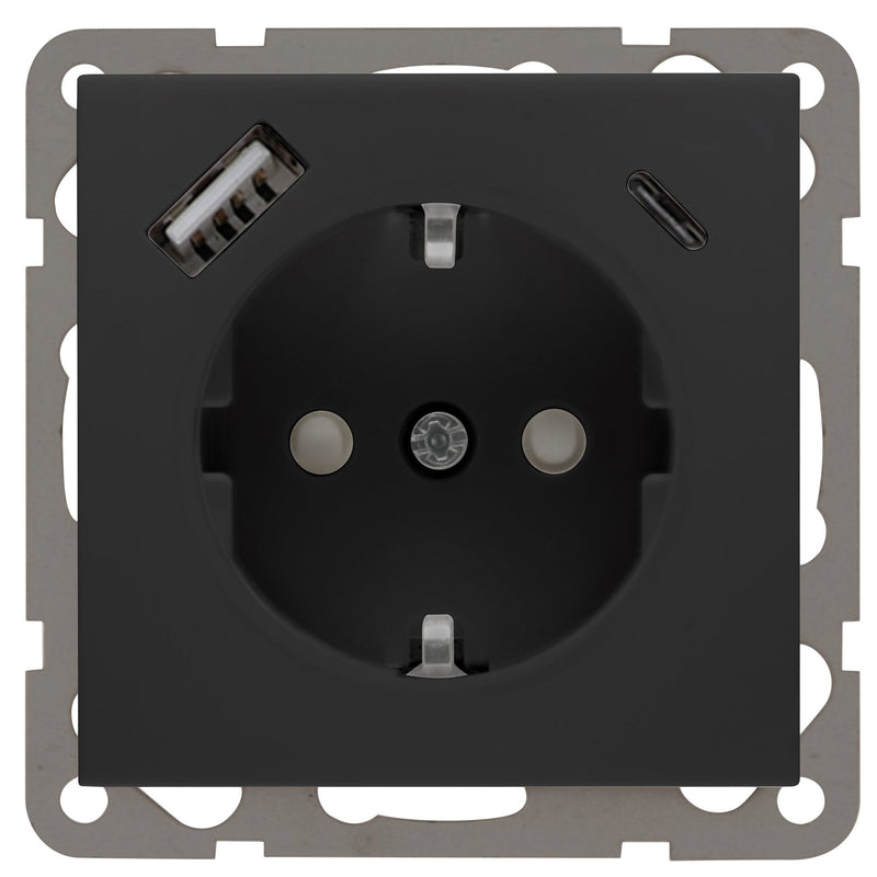 Peha - Elektronik-Gerät für Installationsschalterprogramme Steckdose mit USB D 6511.193 SI USB CA Ladegerät sw − 100 Stück