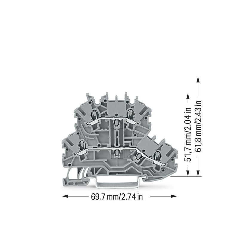 WAGO - Durchgangs-Reihenklemme Doppelstockklemme 2000-2201 2-Leiter, grau − 50 Stück